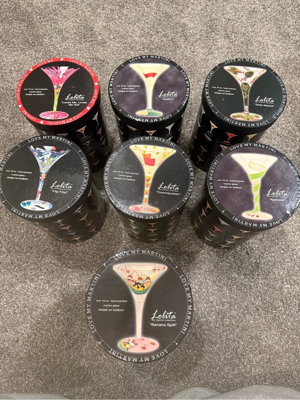 Lolita Hand-Painted Martini Glasses – Multicolor Set